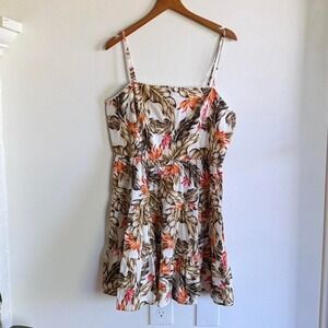 Steve Madden Tropical Floral Mini Dress Adjustable Straps Flowy Summer Dress